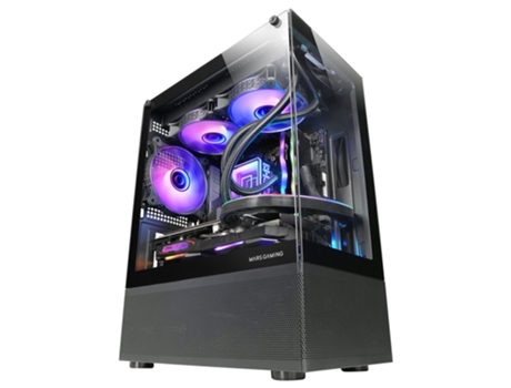 Caja PC Micro-ATX MARS GAMING MC-SE, Cristal Templado Sin Marco, Tecnología AirTech Mesh, Negro