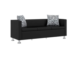 Maison Exclusive - Sofá De 3 Plazas De Cuero Artificial Negro