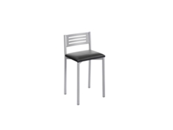 Banqueta de Cozinha em Alumínio Kati com Encosto Baixo 33x69x38cm Couro Preto FANMUEBLES