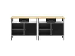 Banco de trabajo 2 piezas negro 200x55x85 cm MAISON EXCLUSIVE