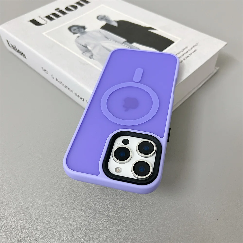 (iphone 12, Morado Claro) Funda De Carga Inalámbrica Magnética Magsafe Para Iphone, Con Acabado Mate.