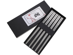 Conjunto De 5 Pares De Pauzinhos De Aço Inoxidável Prateados, Leves E Duráveis.
