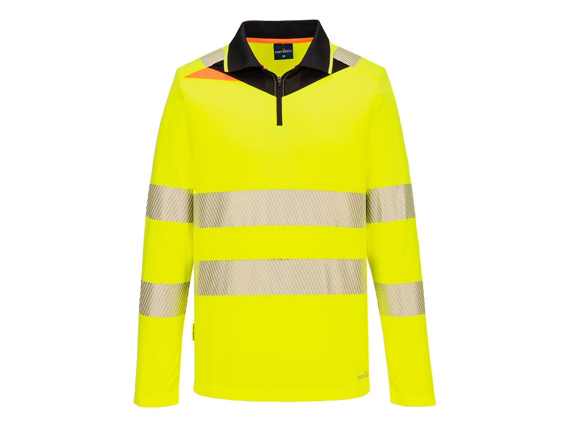 Polo Alta Visibilidad Dx4 Manga Larga Con Cremallera | Trabajo Amarillo/negro / 4xl