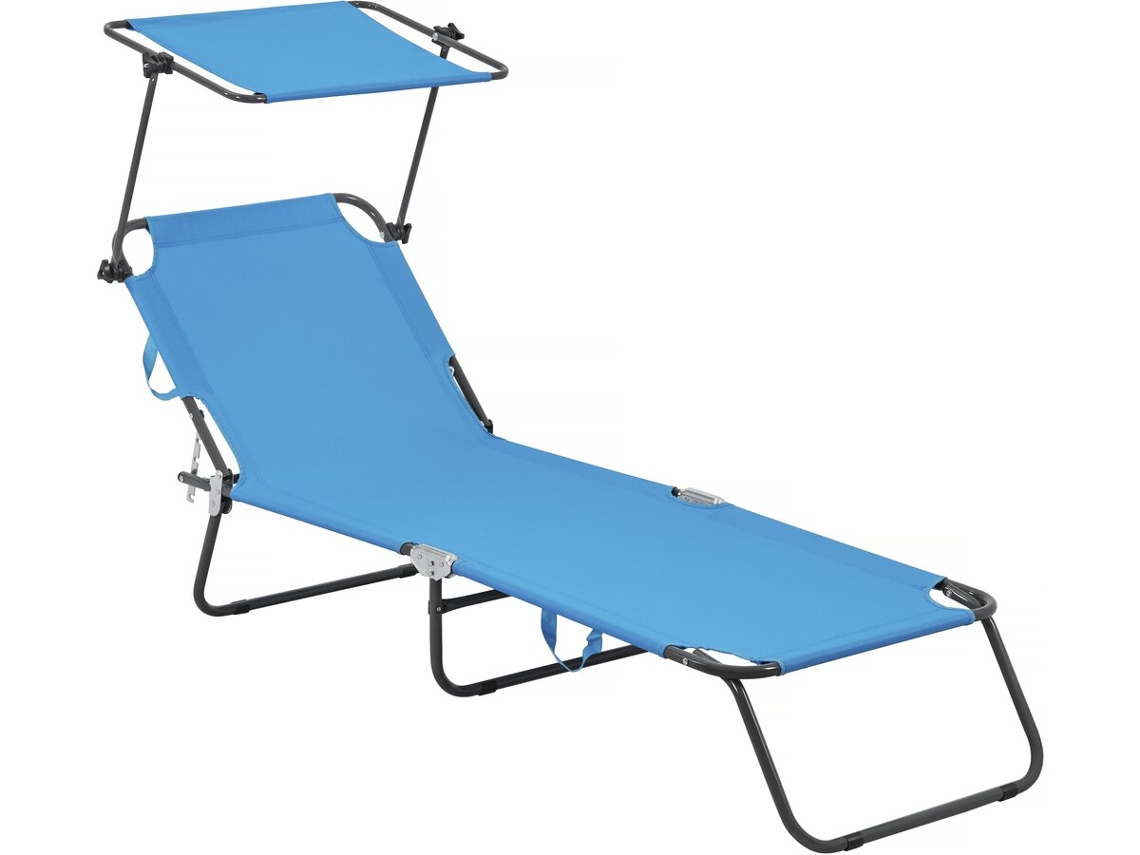 Sillón plegable Lazy con sombrilla azul Habitat Et Jardin