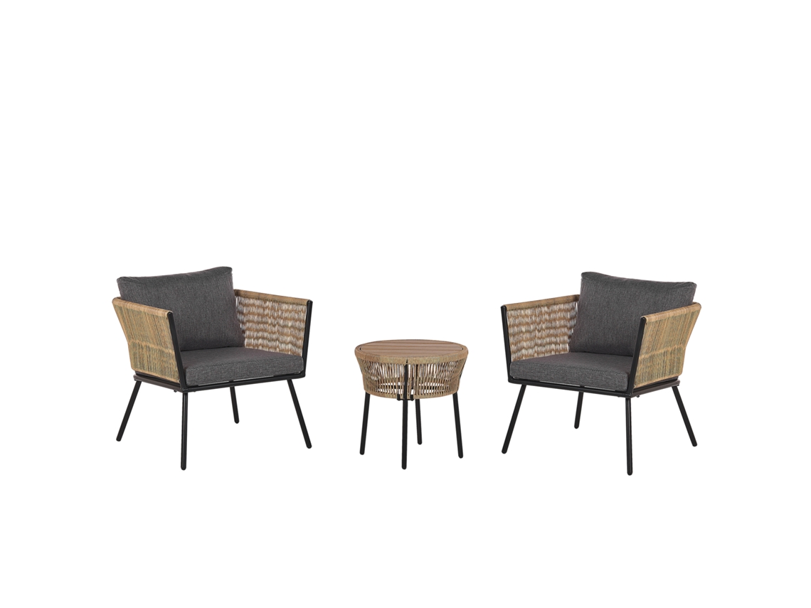 Conjunto de balcón BELIANI Gargano de Ratán sintético Marrón 68x70x72