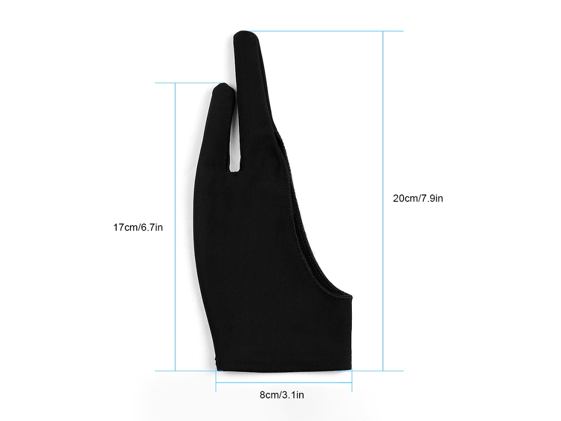 Guantes de dibujo artístico de dos dedos, resistentes a las manchas, reducen la fricción, para tabletas gráficas, Ugee Huion Bosto, talla universal.