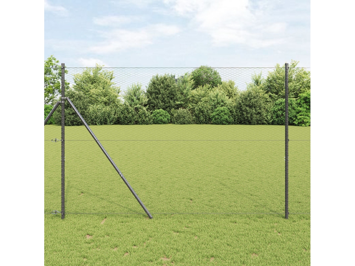 Valla hexagonal gris de acero de 1,6 x 50 m para una casa encantadora