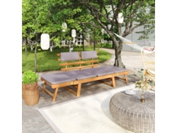 Sofá cama de jardín 2 en 1 con cojín madera maciza acacia 190cm
