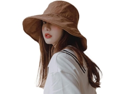 Sombrero Bucket De Verano Para Mujer Con Borde Ancho Plegable Uv Protección Viaje