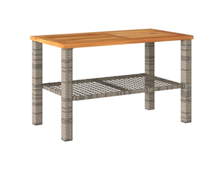 Mesa de jardín ratán sintético madera acacia gris VIDAXL (70x38x42 cm)