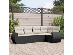 Conjunto de 5 sofás de jardín con cojines de mimbre sintético negro, Dkd Home Decor