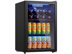 Mini refrigerador, 70 L de capacidad para 70 latas, pequeño y silencioso, puerta de vidrio templado, estantes ajustables, negro ROLIPO | ROLIPO