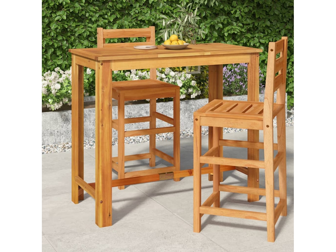 Mesa de bar de jardín de madera maciza de acacia (120 x 60 x 105 cm), DKD HOME DECOR