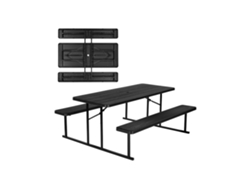 Conjunto de Mesa y Banco Plegable para Jardín o Camping en Acero y Polietileno 180cm Tekmaquinas
