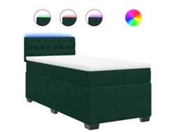 Maison Exclusive - Cama Box Spring Con Colchón Terciopelo Verde Oscuro 80x200 Cm