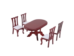 Juego de mesa y sillas de comedor para casa de muñecas, escala 1:12, muebles en miniatura.
