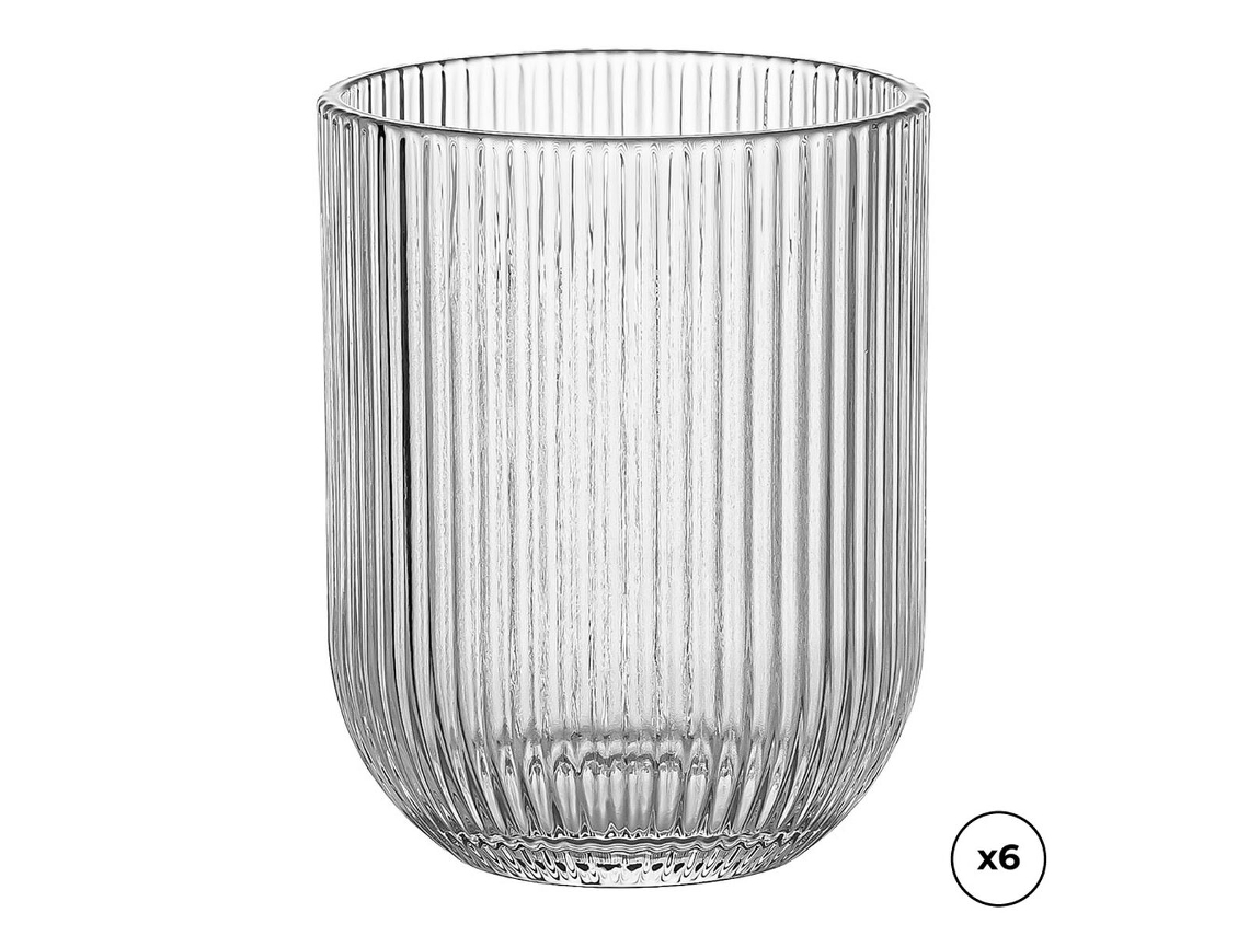 Juego de vasos de cristal Ovenza con relieve a rayas, 260 ml, 6 unidades