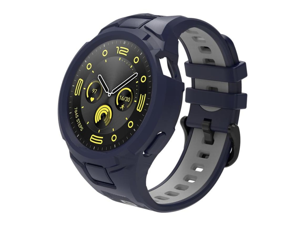 Bracelete Para Huawei Watch Gt 5 / 4 / 3 (46mm) - Tpu Integrado - Esportivo Azul Meia-noite + Cinza