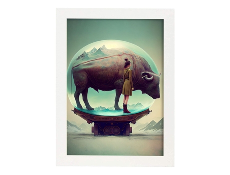 NACNIC Poster Toro En Estilo Surrealismo Cinematográfico Ilustraciones Y Grabados De Historieta Abstracta Y Artística A4 Marcos Blancos