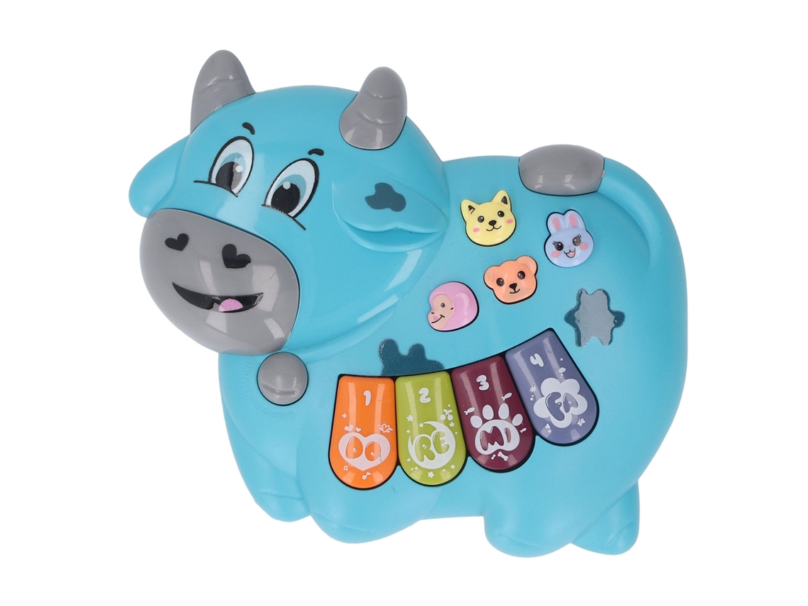 Rebe-brinquedo Piano Bebê Em Forma De Vaca Com Luz E Música Teclado Infantil Para Educação Precoce Azul