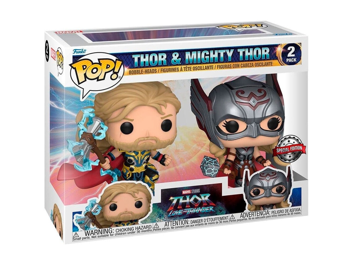 Figuras Pop Pack 2 Marvel Thor Love And Thunder Thor Mighty Thor Exclusivo B.active