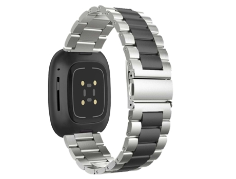 Correa Acero Inoxidável Adaptable Negro y Plata para Fitbit by Google Versa 2
