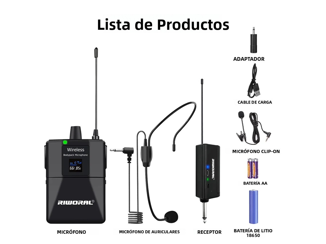 Microfone Dinâmico Sem Fio Recarregável de Mão com Receptor MDUG (1 Conjunto)