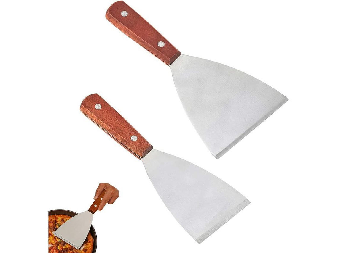 2026da-espátula De Barbacoa Con Mango De Madera Acero Inoxidable Resistente Al Acero 420 2 Piezas Lavavajillas Seguro
