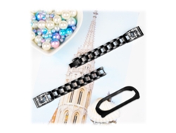 Bracelete De Metal Decoração De Strass Em Forma De Gpara Xiaomi Mi Smart Band 4/Mi Band 3 Preto