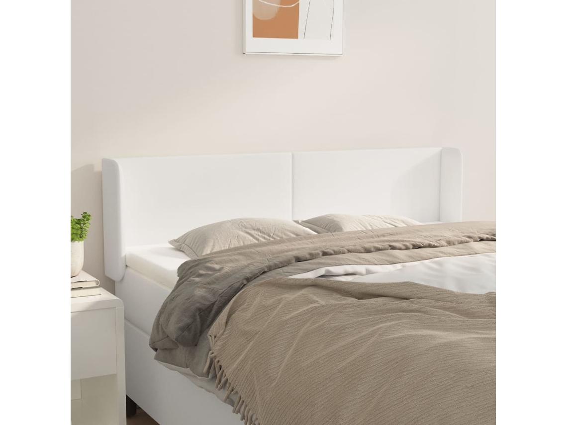 Cabecero De Cuero Sintético Blanco 147x16x78/88 Cm