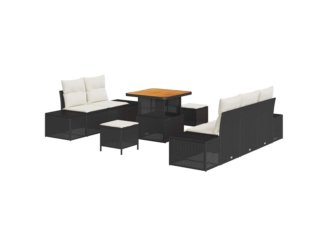 Maison Exclusive - Conjunto De Sofás De Jardín Con Cojín 8 Pcs Negro Poliratán