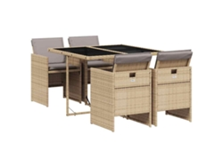 Maison Exclusive - Set Comedor De Jardín 5 Pzas Con Cojines Ratán Sintético Beige