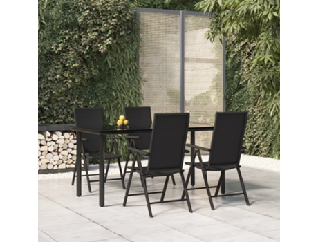Conjunto 5 de comedor de jardín VIDAXL ratán sintético negro