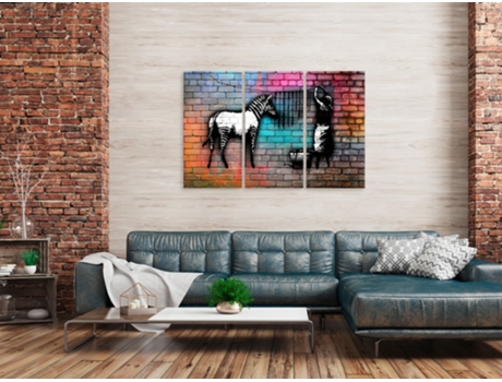 Cuadro ARTGEIST Washing Zebra - Colourful Brick (3 Parts) (60x40)