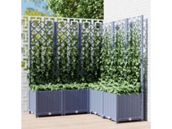 Maceta/Jardinera de Jardín con Enrejado 120X120X136 Cm PP Gris Oscuro