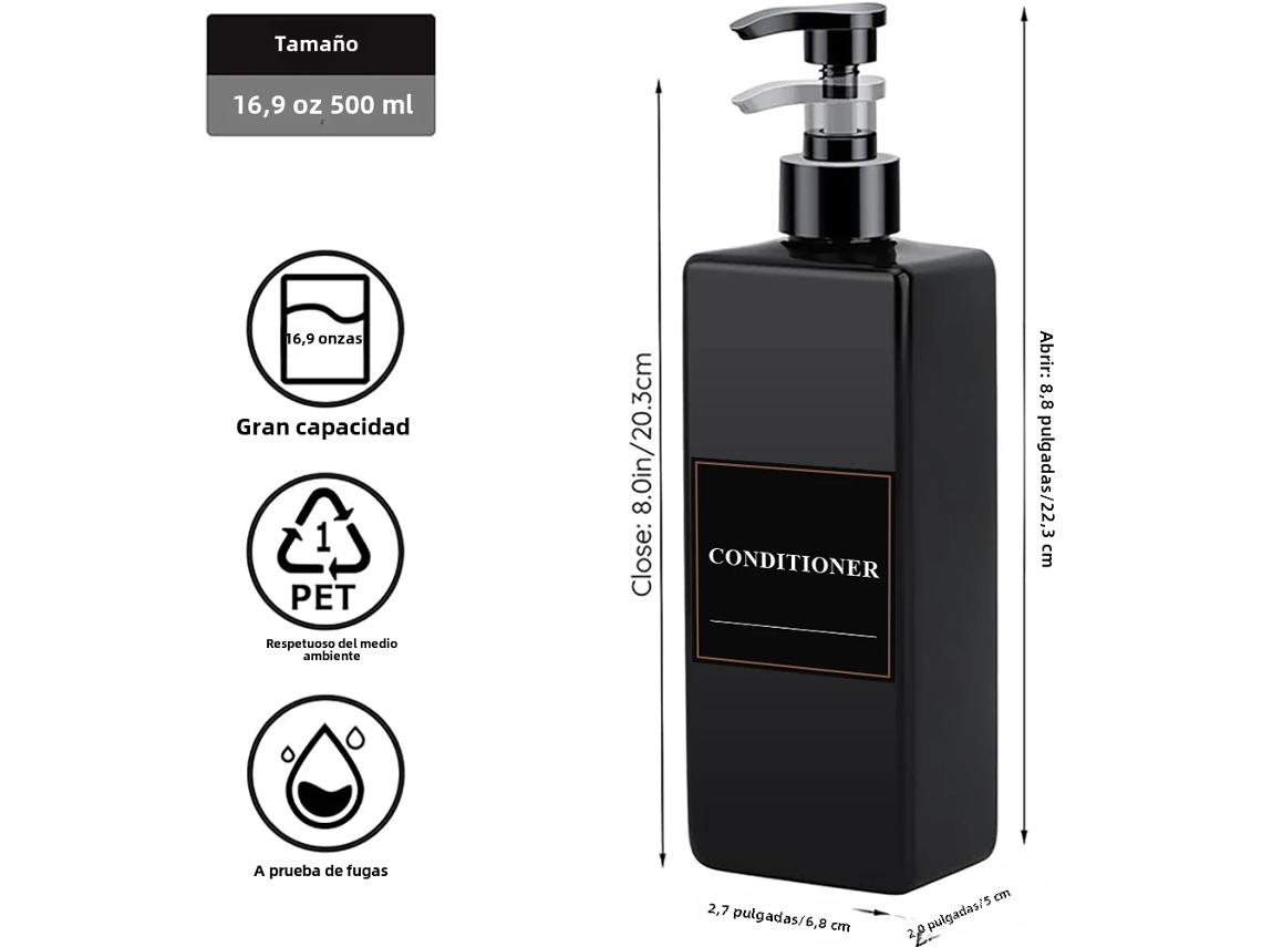 Tres dispensadores de jabón con bomba y etiqueta impermeable, 520 ml cada uno, tres dispensadores en total. Mdug
