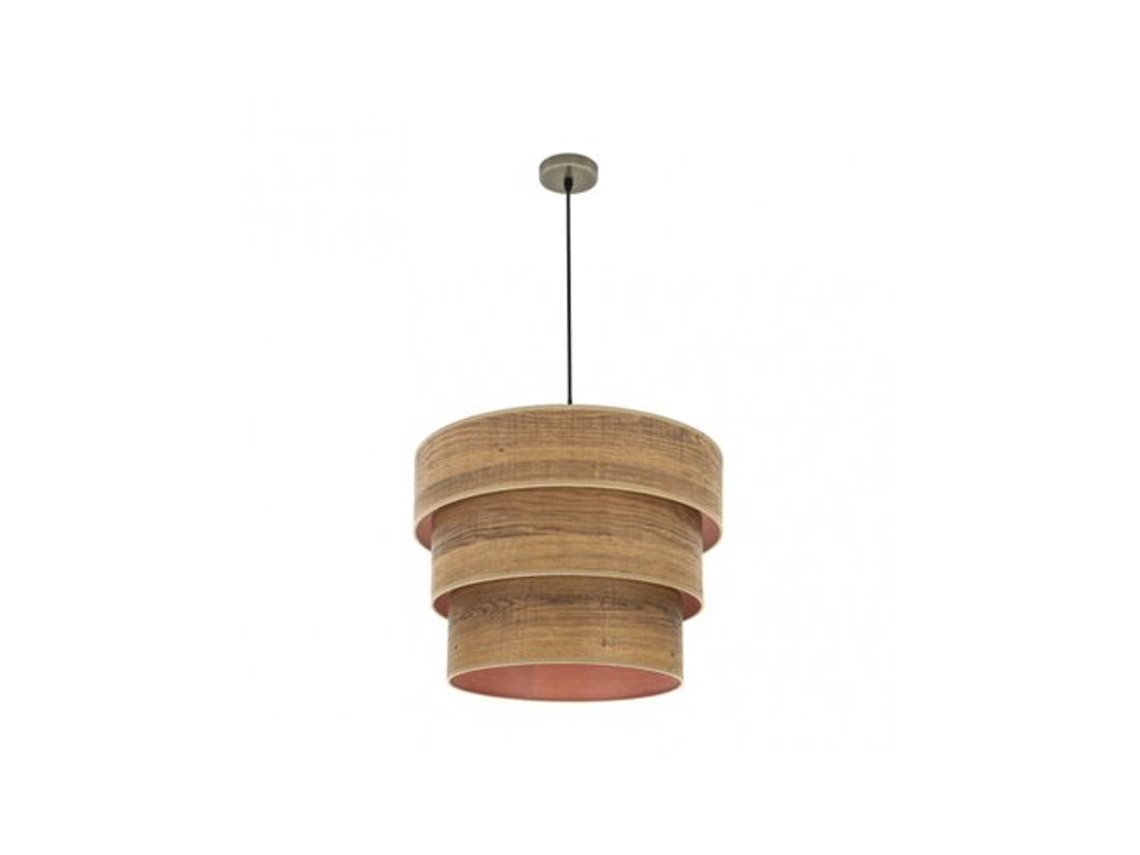 Lámpara colgante Triple Smile 3xe27 Cuero/Madera oscura Regx50x50 Cm Fabrilamp