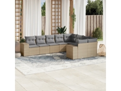 Conjunto de 9 sofás de jardín con cojines de mimbre beige de Dkd Home Decor