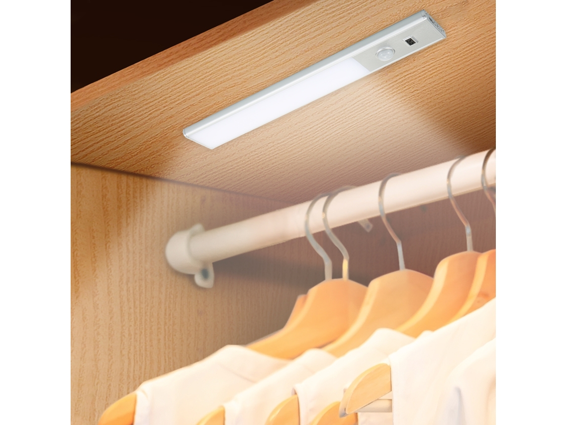Lámpara Para Armario De 46 Led Con Sensor De Movimiento Pir, Modo De Onda Manual Y Base Magnética.