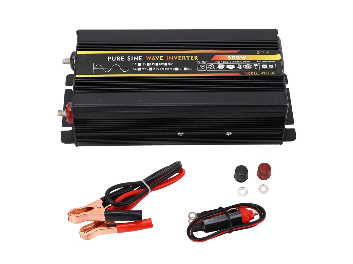 Yncm2026-inversor De Potencia 500w Dc24v A Ac220v Onda Sinusoidal Pura Con Pantalla Led Y Cargador De Coche