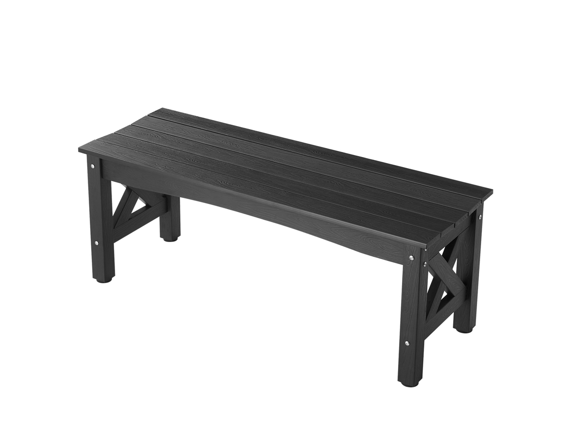 Banco de jardín de plástico Succebuy, 1130 x 400 x 435 mm, negro