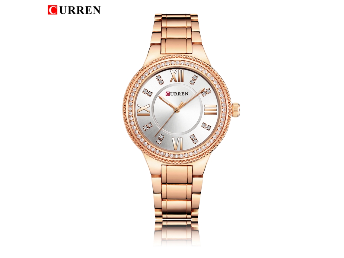 Reloj De Cuarzo Impermeable Para Mujer (rosa Y Blanco) Con Números Romanos