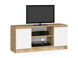 Mueble De Tv Akord Roble Artisan 120 Cm 2 Puertas Frente En Color Blanco 2 Estantes 120x40x55 Cm