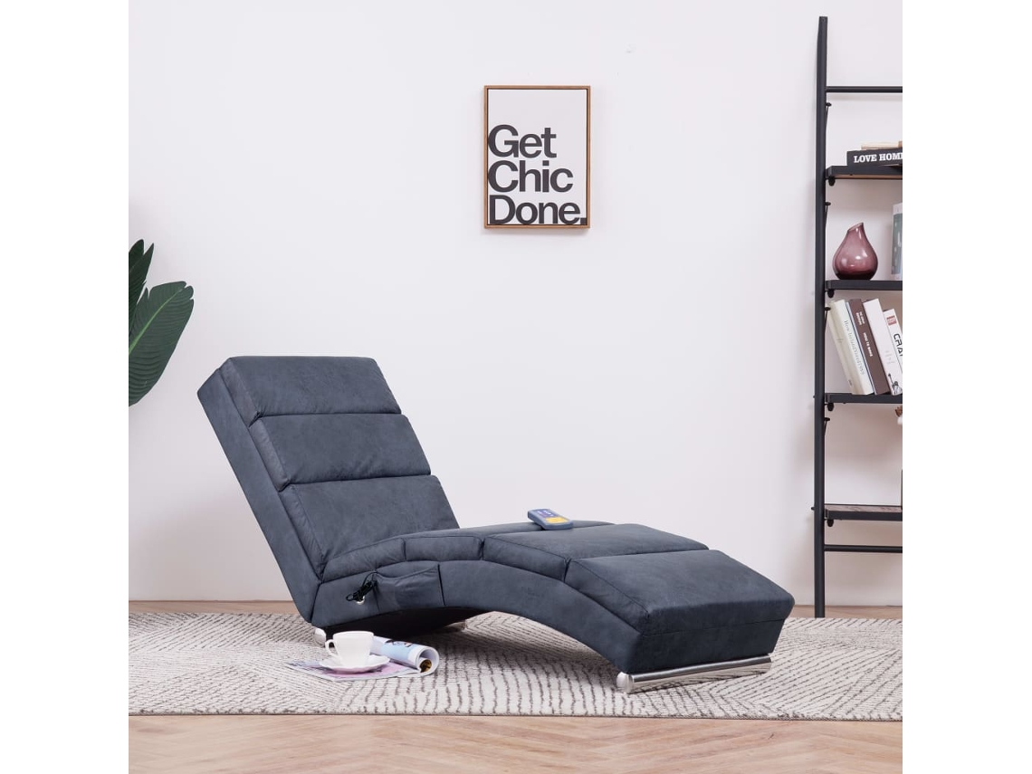 Sofá Chaise Longue de Massagens (Gamuza Artificial - Gris)