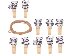 Juego de 60 pinzas de ropa de madera con forma de panda - Ligeras, fáciles de usar - Ideales para decoración de paredes, fotos, notas y fiestas - GOKOCO