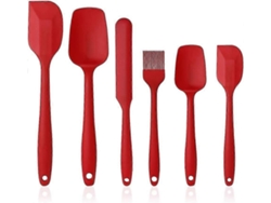 Juego de espátula y cuchara de silicona, 6 piezas, utensilios de cocina de silicona roja. Nostalgia88