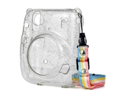Bolsa transparente para minicámara con revestimiento rígido y cristales brillantes, además de correa extraíble, para minicámara 11. TAISHENGDA