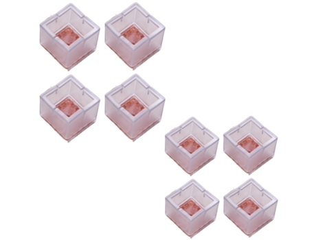 Pacote de 8 protetores de chão antiderrapantes quadrados para pernas de cadeira Transparente 30-35 mm