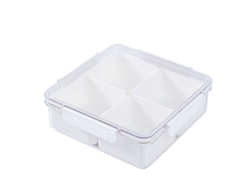 KOFIHETY bandeja vegetal dividida con tapa hermética, contenedor de servicio de cajas de snackle con 4 cajas extraíbles para ensalada, frutas y bocadillos, org