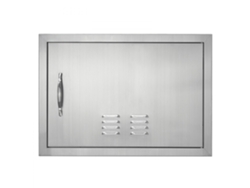 Puerta de acero inoxidable de 610 x 432 mm con rejilla y ventilación para cocinas exteriores Tekmaquinas